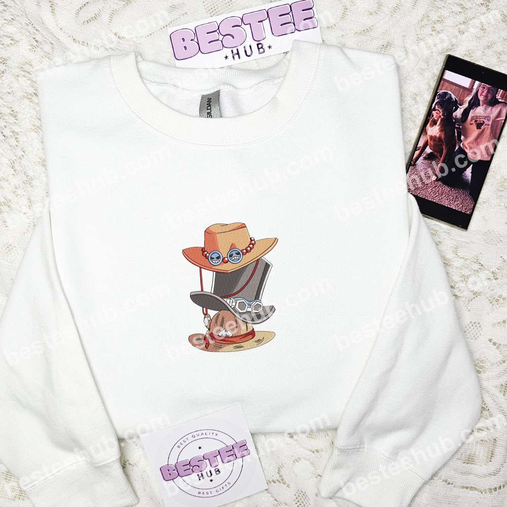 Ace Sabo Luffy Hats One Piece Anime Embroidered Shirt