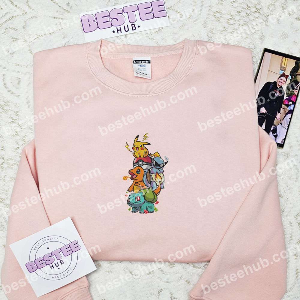 Cute Pokemon Gang Anime Embroidered Shirt