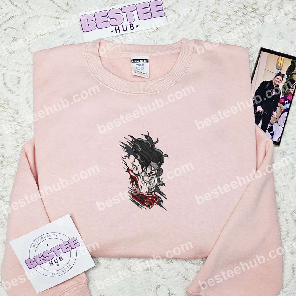 Luffy Red Punch One Piece Anime Embroidered Shirt