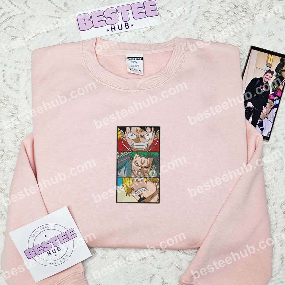 Luffy Zoro Sanji One Piece Anime Embroidered Shirt