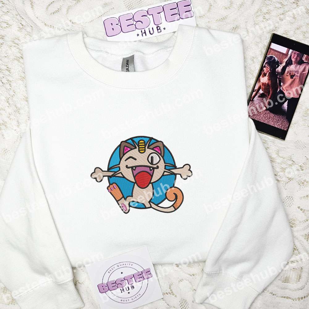 Meowth Pokemon Anime Embroidered Shirt