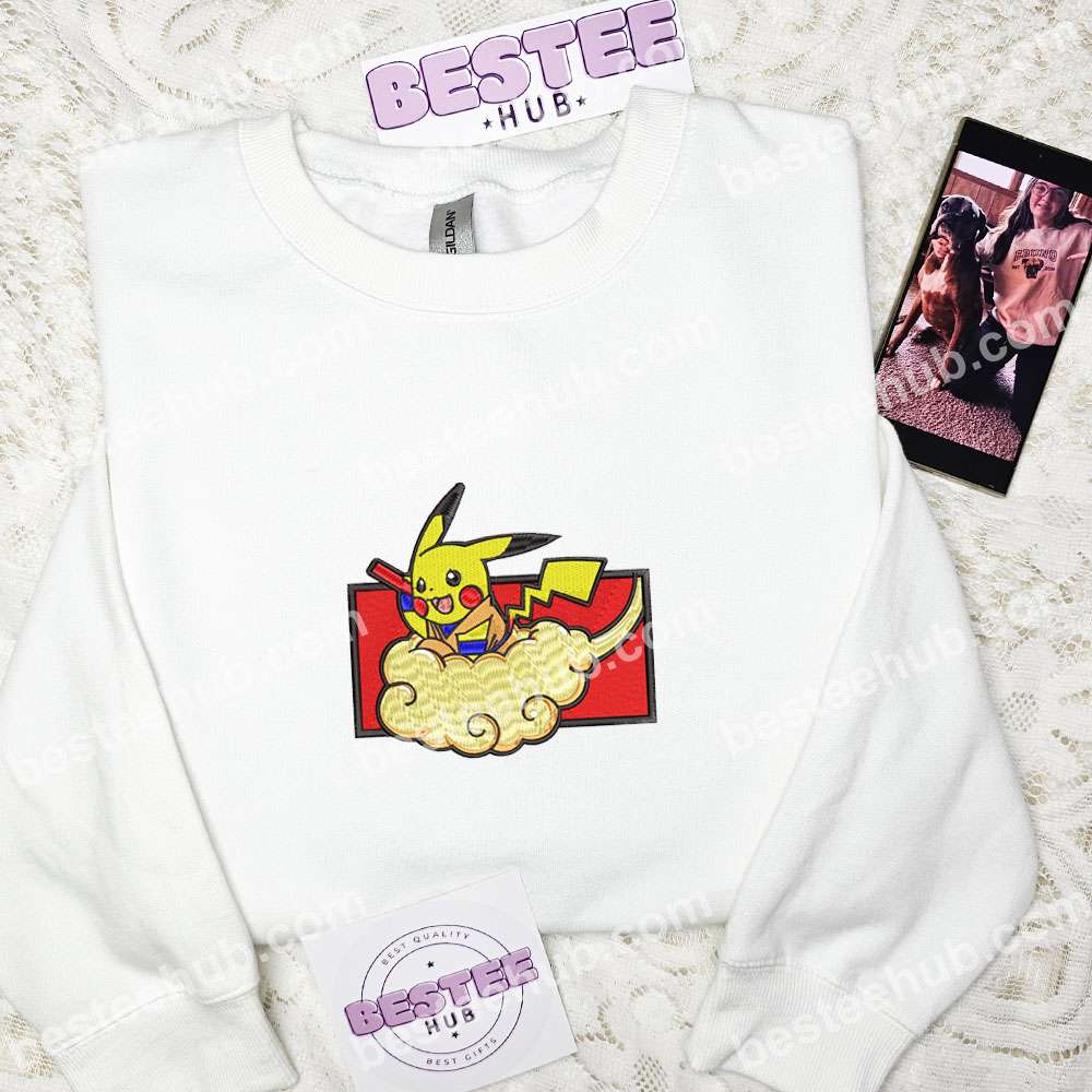 Pikachu As Goku Pokemon Anime Embroidered Shirt