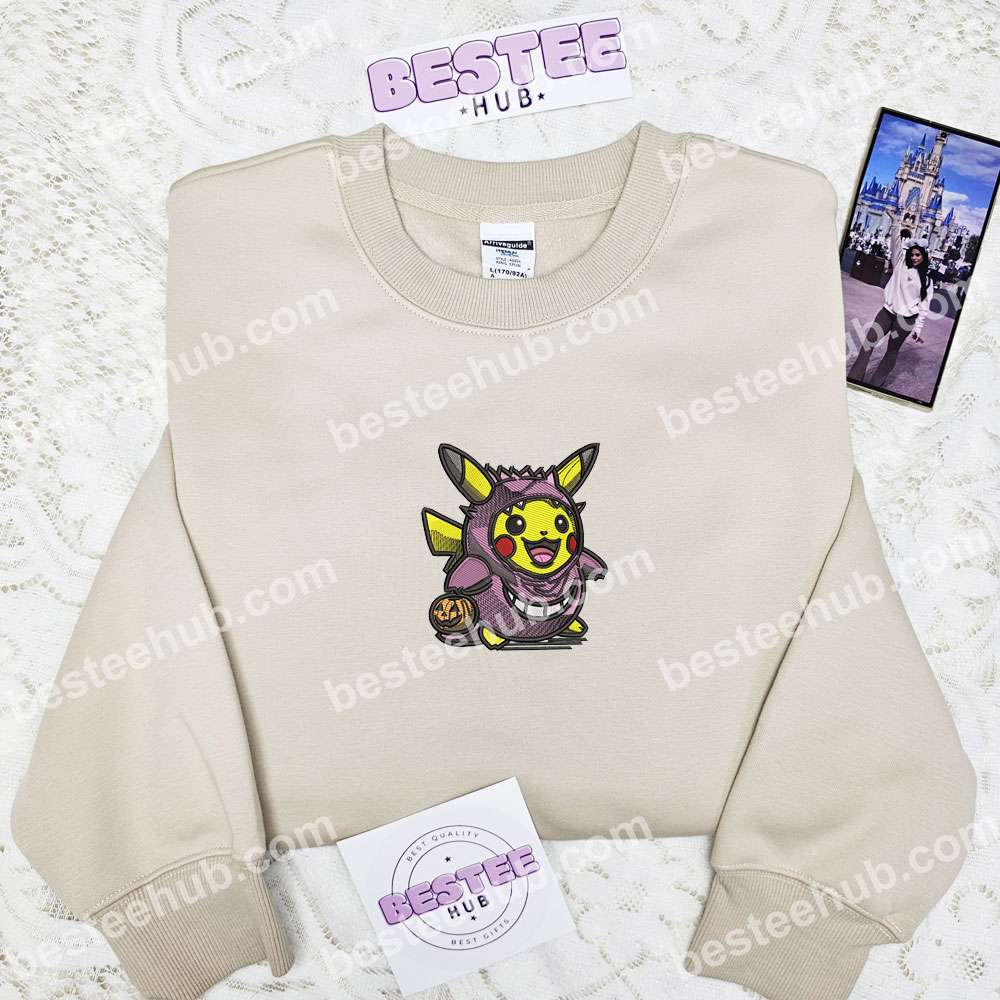 Pikachu Cosplay Gengar Pokemon Anime Embroidered Shirt