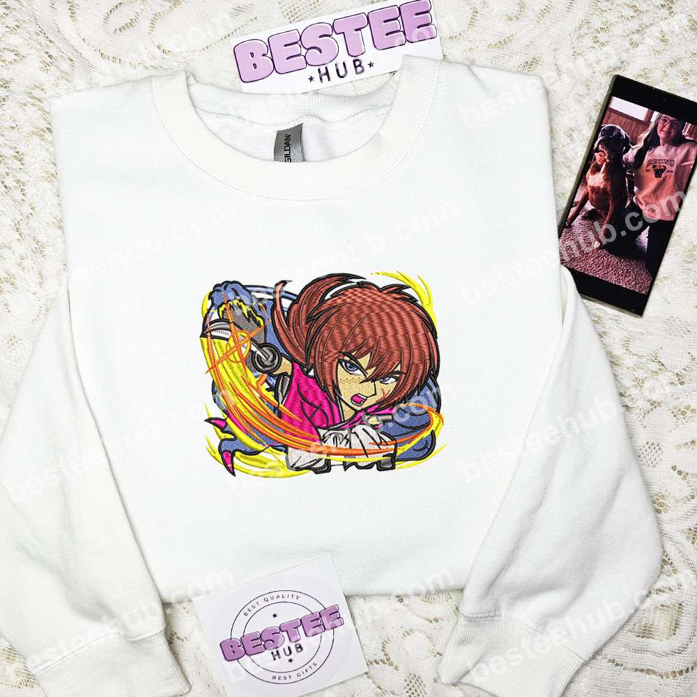 Kimura Kenshin Chibi Art Rurouni Kenshin Anime Embroidered Shirt