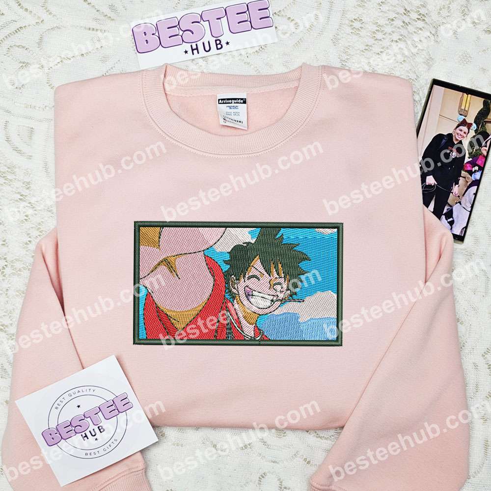 Luffy Happy One Piece Anime Embroidered Shirt 2