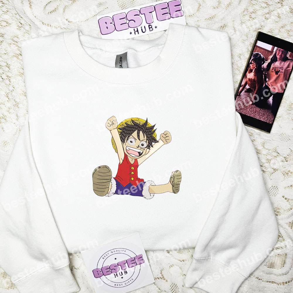 Luffy Happy One Piece Anime Embroidered Shirt