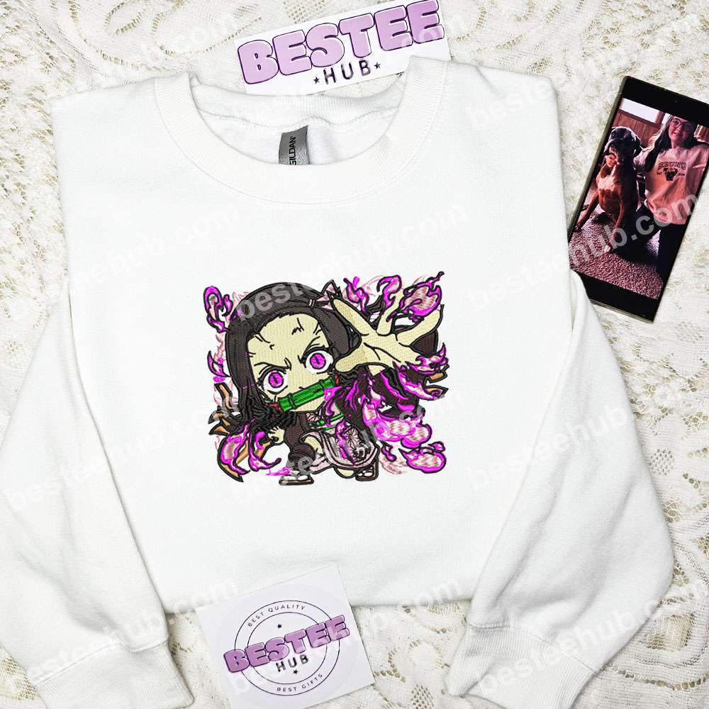 Nezuko Chibi Art Demon Slayer Anime Embroidered Shirt