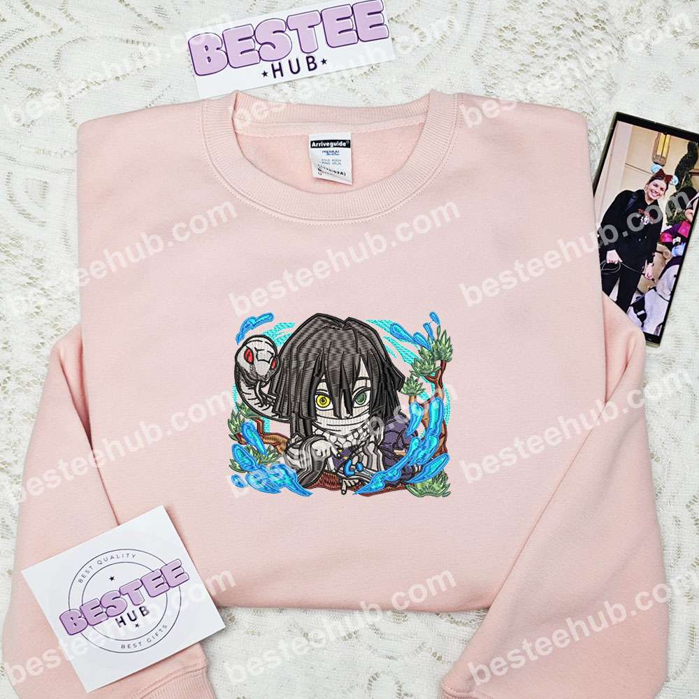 Obanai Chibi Art Demon Slayer Anime Embroidered Shirt