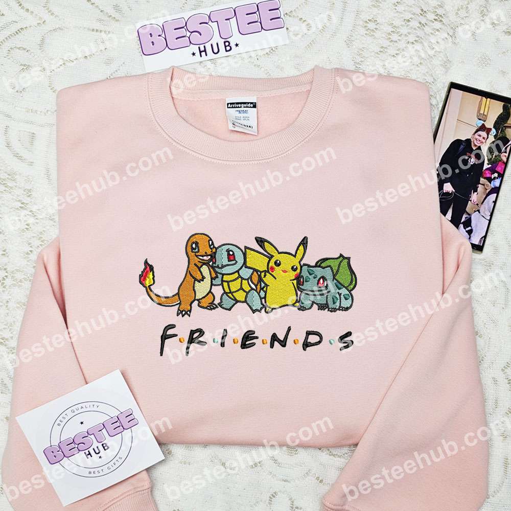 Pikachu And Friends Pokemon Anime Embroidered Shirt