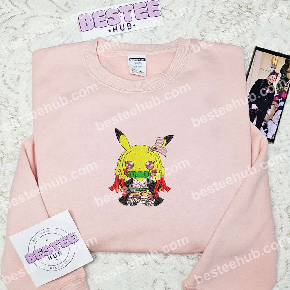 Pikachu x Nezuko Pokemon Anime Embroidered Shirt