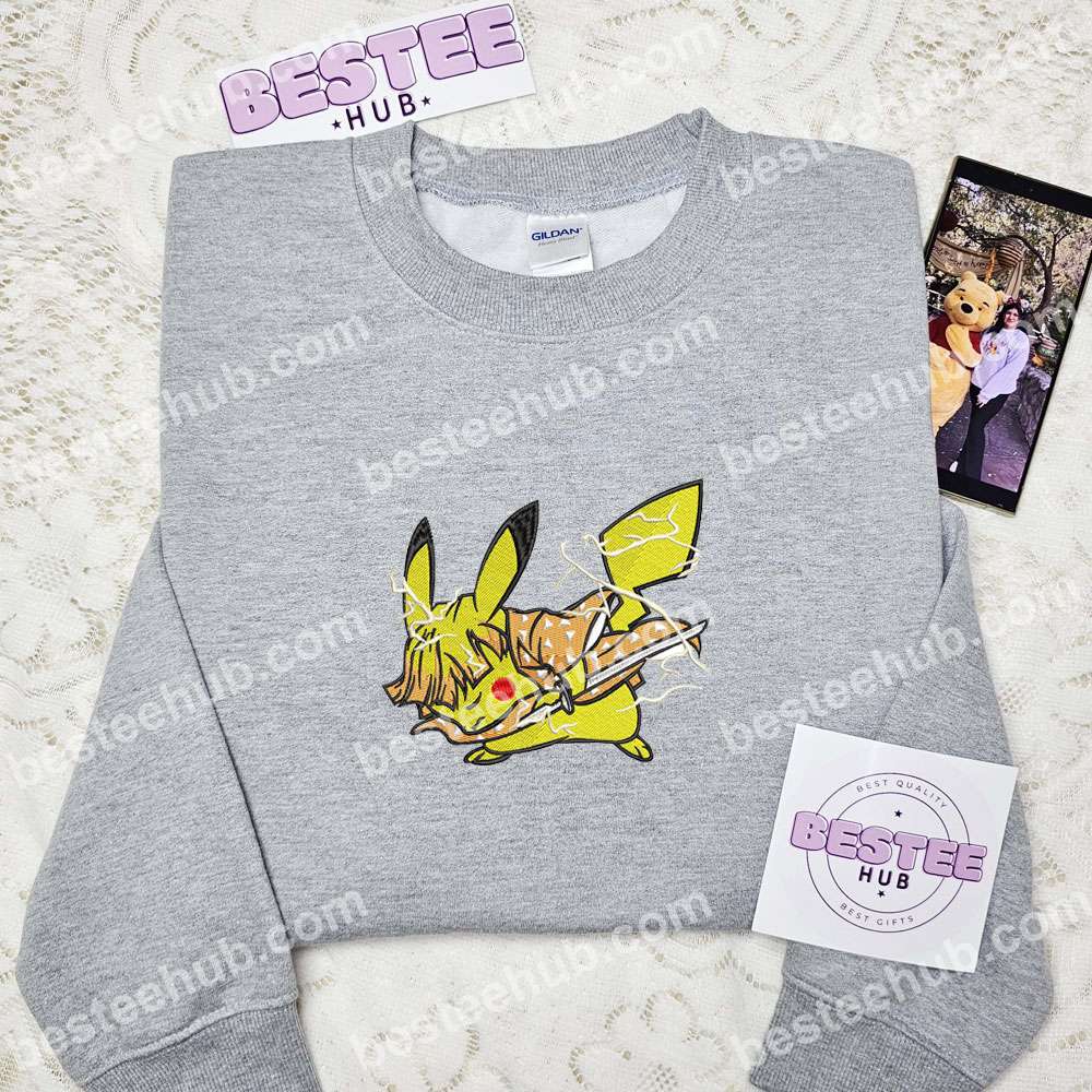 Pikachu x Zenitsu Pokemon Anime Embroidered Shirt