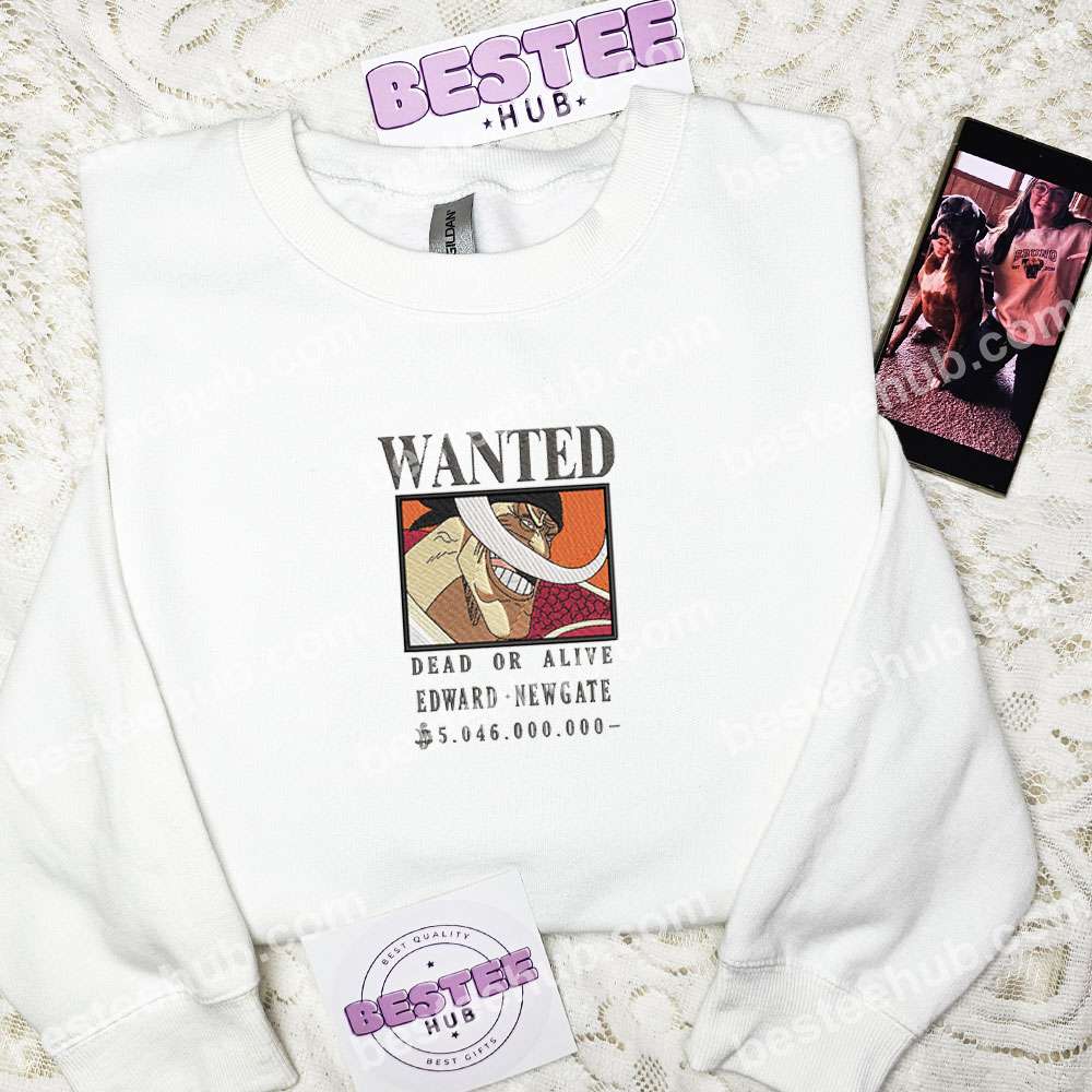 Wanted Edward Newgate Bounty One Piece Anime Embroidered Shirt