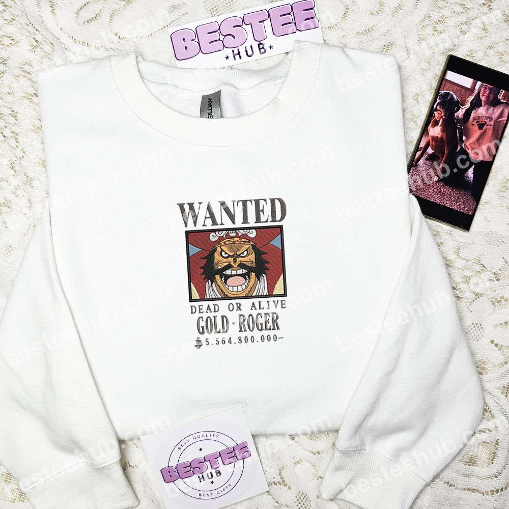 Wanted Gold Roger Bounty One Piece Anime Embroidered Shirt
