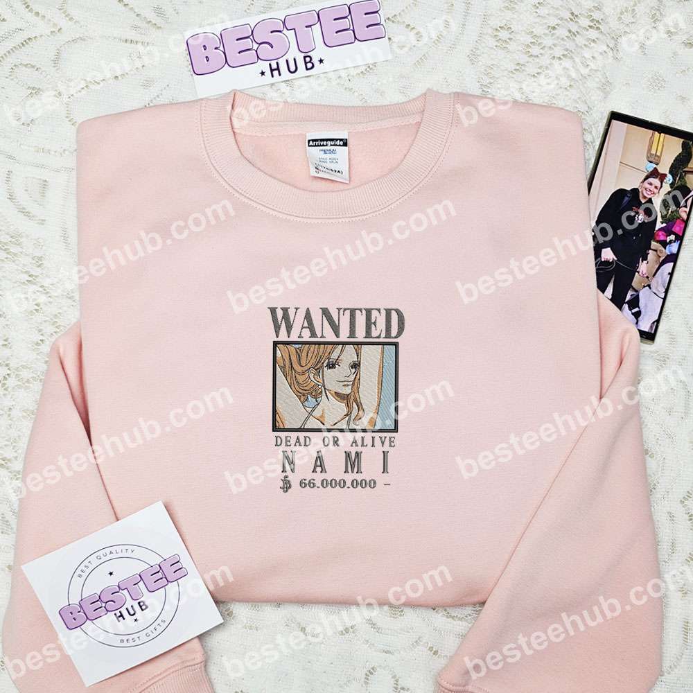 Wanted Nami Bounty One Piece Anime Embroidered Shirt