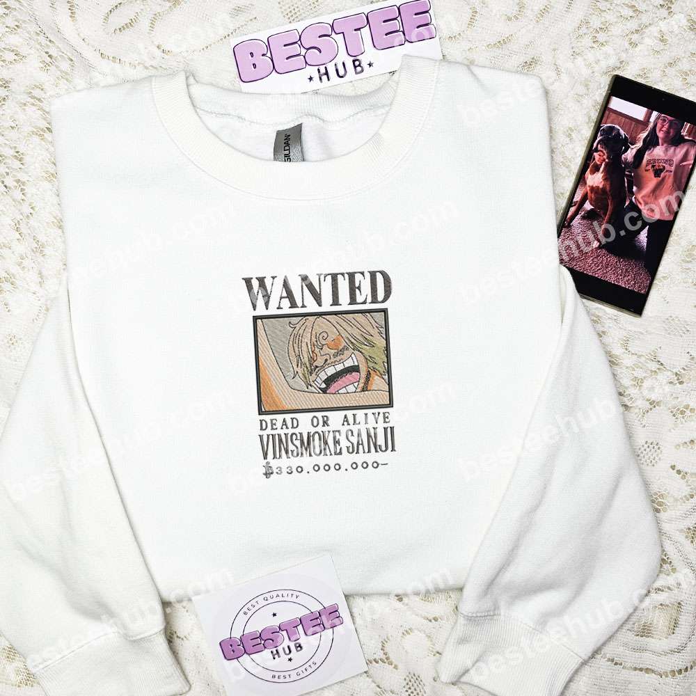 Wanted Sanji Bounty One Piece Anime Embroidered Shirt