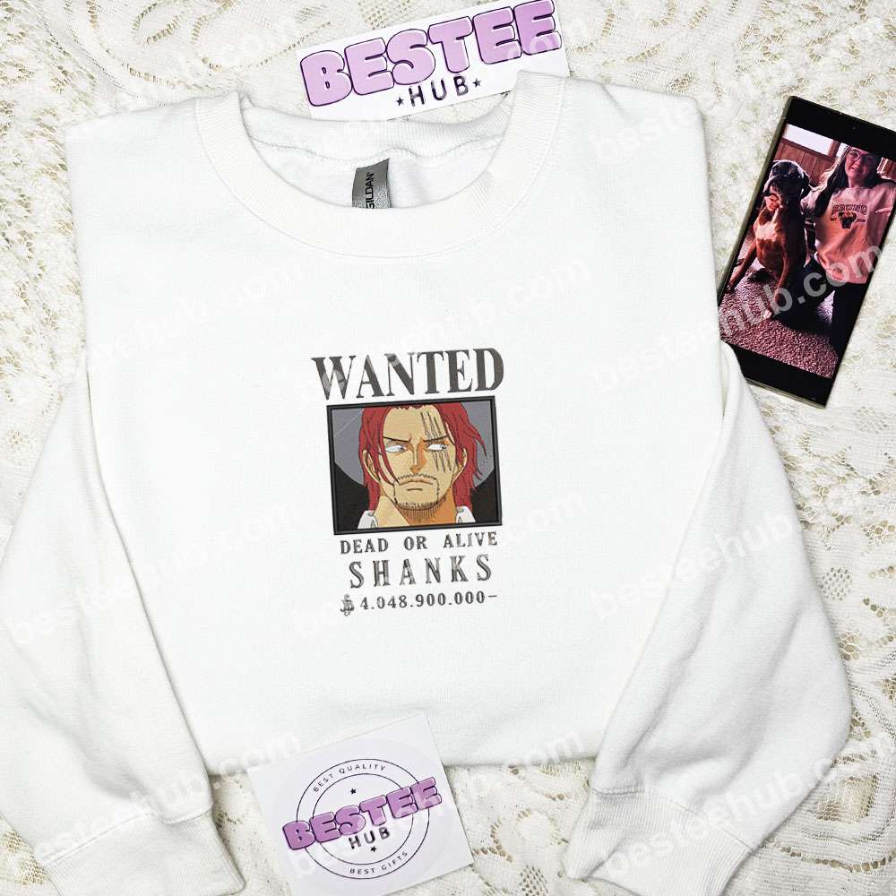 Wanted Shanks Bounty One Piece Anime Embroidered Shirt