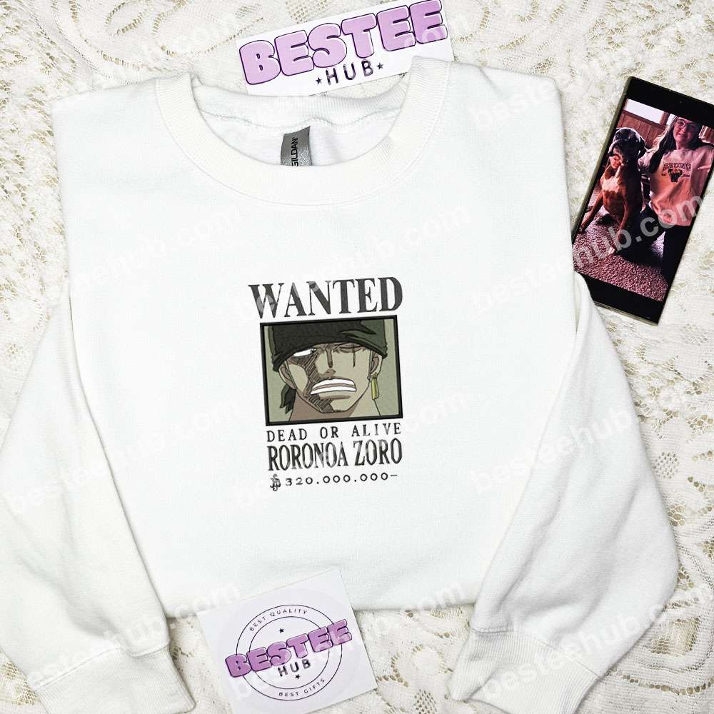 Wanted Zoro Bounty One Piece Anime Embroidered Shirt