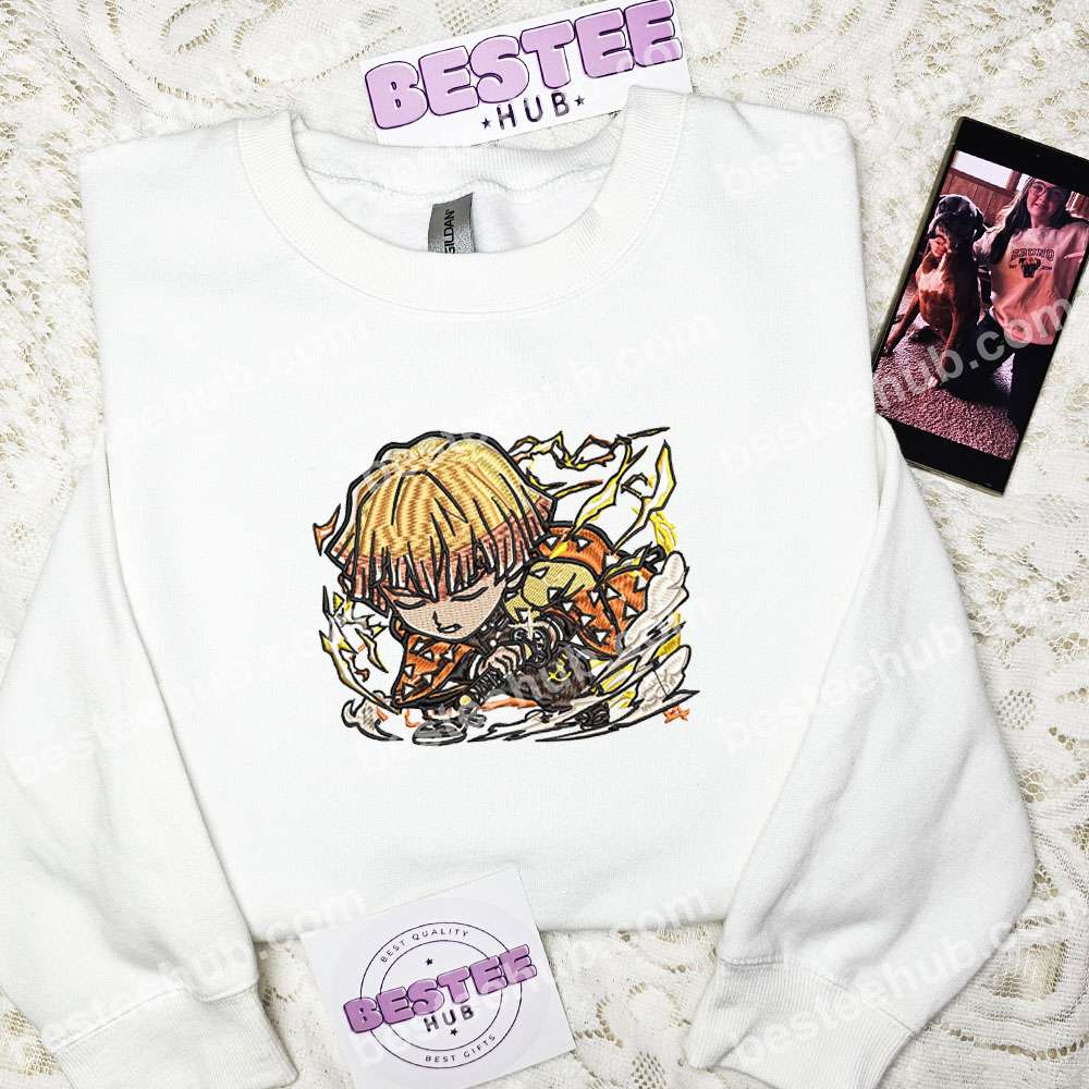 Zenitsu Chibi Art Demon Slayer Anime Embroidered Shirt