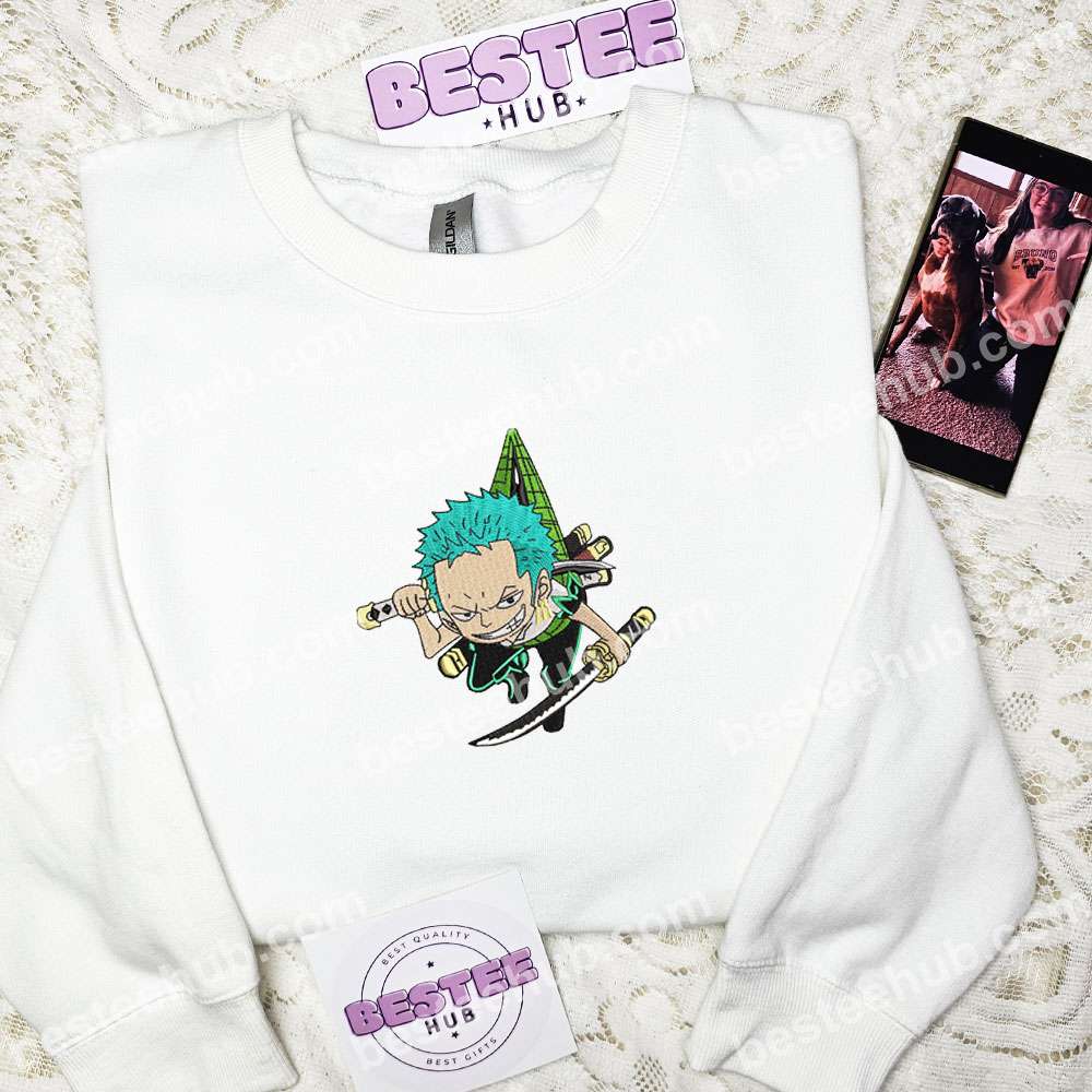 Zoro Chibi One Piece Anime Embroidered Shirt
