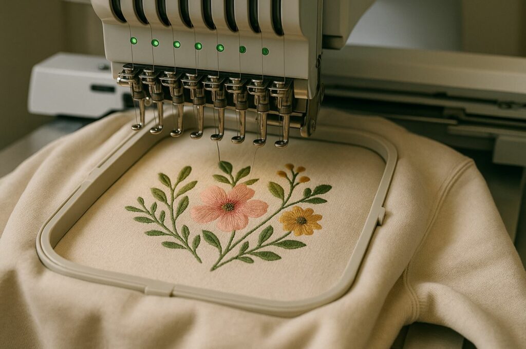 879 Modern embroidery machines are faster and more precise.