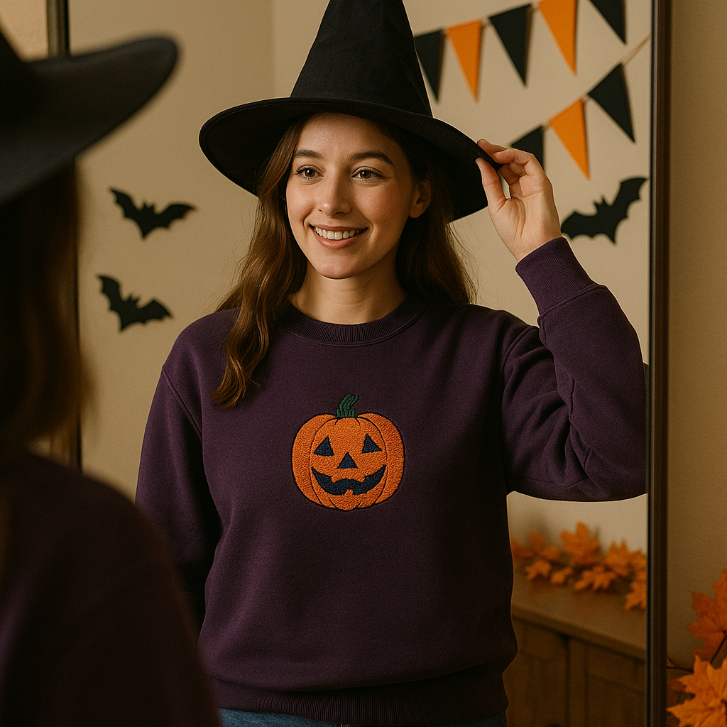 59e31269 b0a5 4a4b 9042 f7a525afcbe7 Try cute jack-o’-lantern embroidered sweatshirts.