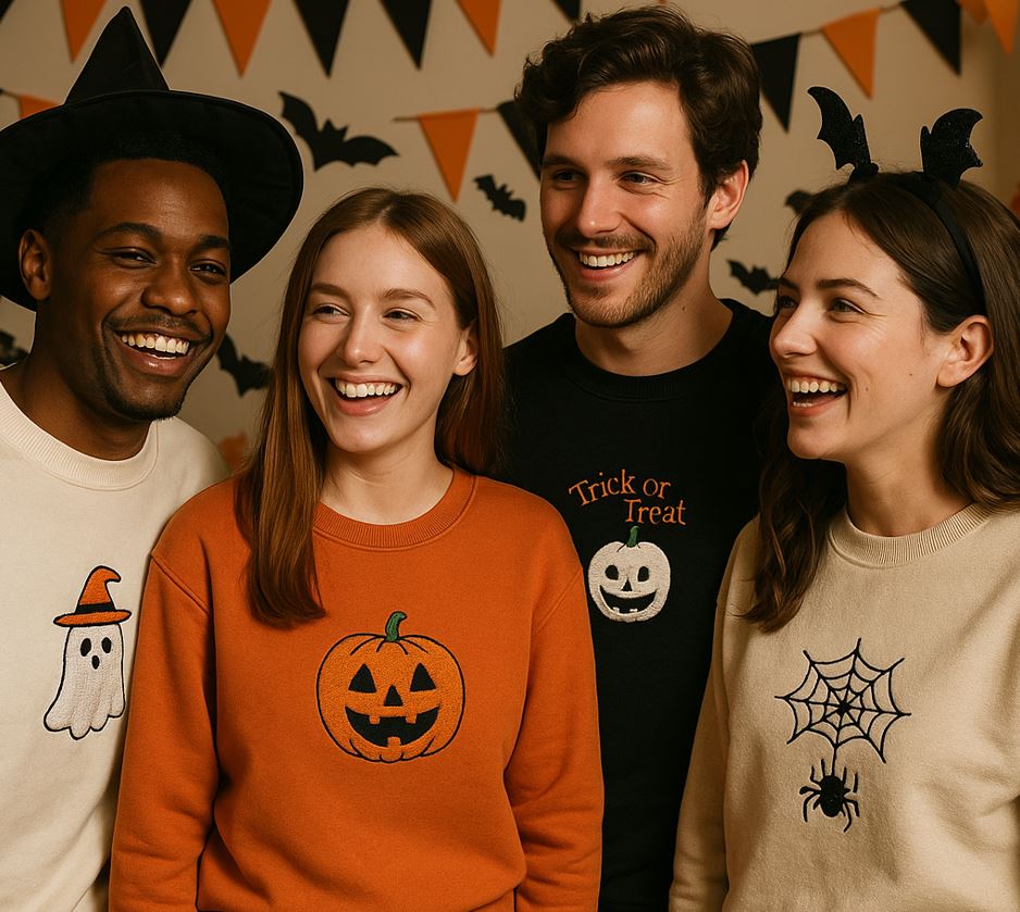 You don’t need to go full Halloween costume to feel festive. The embroidery does the talking for you.