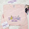 Belle Mama Embroidered Shirt, Disney Characters Embroidered Hoodie, Mother's Day Embroidered T Shirt (1)
