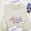 Belle Mama Embroidered Shirt, Disney Characters Embroidered Hoodie, Mother's Day Embroidered T Shirt (2)
