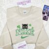 Black Cat Shamrock Embroidered Shirt, St Patrick's Day Embroidered Hoodie, Holiday Embroidered Sweatshirt (2)