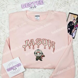 Jason Voorhees Chibi Embroidered Shirt, Horror Movie Embroidered Hoodie, Halloween Embroidered Sweatshirt (3)