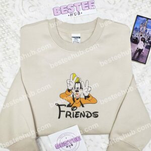 Goofy Dog Friends Embroidered Shirt, Disney Characters Embroidered Hoodie, Cartoon Embroidered Sweatshirt (3)