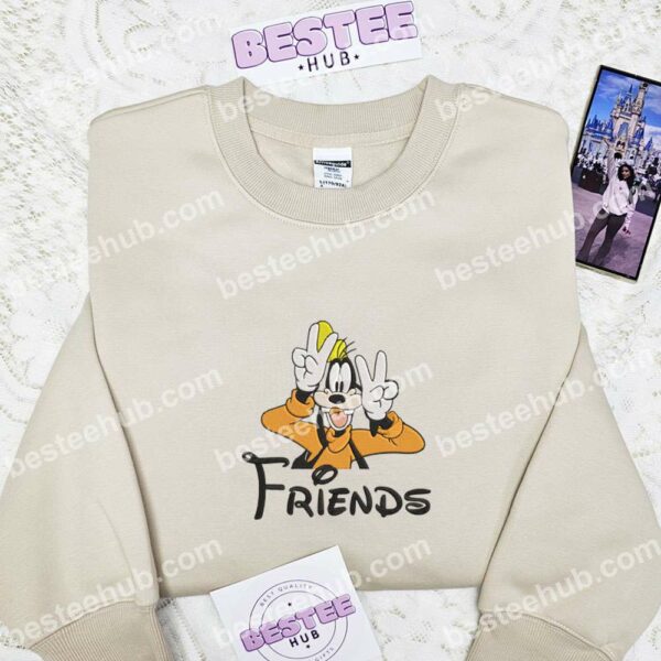 Goofy Dog Friends Embroidered Shirt, Disney Characters Embroidered Hoodie, Cartoon Embroidered Sweatshirt (3)