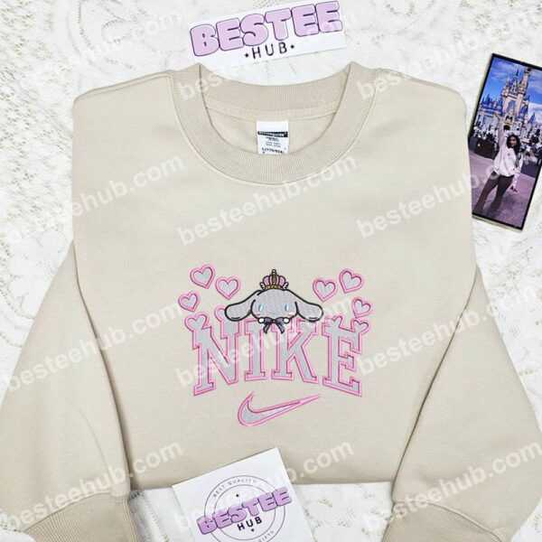 Cinnamoroll Hearts Embroidered Shirt, Sanrio Cartoon Embroidered T Shirt, Valentine Embroidered Hoodie (1)