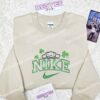 Cinnamoroll Shamrock Embroidered Shirt, St Patrick's Day Embroidered Hoodie, Holiday Embroidered Sweatshirt (2)