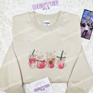Coffee Love Heart Embroidered Shirt, Favorite Drink Embroidered Hoodie, Valentine Embroidered Sweatshirt (2)