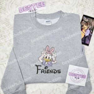 Daisy Duck Friends Embroidered Shirt, Disney Characters Embroidered Hoodie, Cartoon Embroidered Sweatshirt (2)