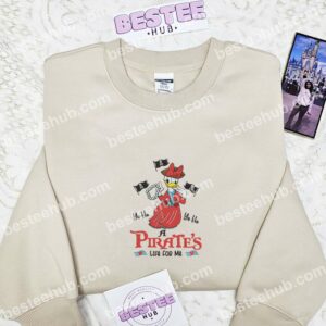 Daisy Duck Pirate Life Embroidered Shirt, Disney Characters Embroidered Hoodie, Cartoon Embroidered Sweatshirt (2)