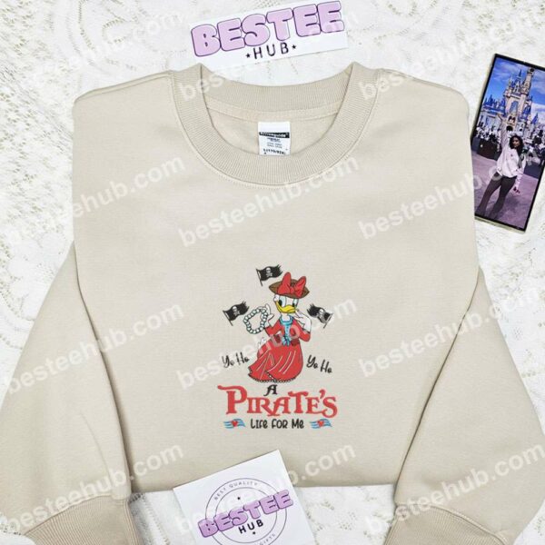 Daisy Duck Pirate Life Embroidered Shirt, Disney Characters Embroidered Hoodie, Cartoon Embroidered Sweatshirt (2)