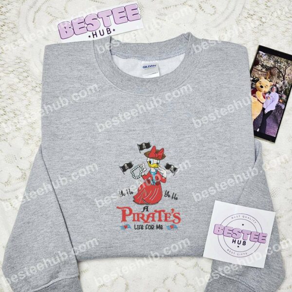 Daisy Duck Pirate Life Embroidered Shirt, Disney Characters Embroidered Hoodie, Cartoon Embroidered Sweatshirt (3)
