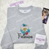 Donald Duck Friends Embroidered Shirt, Disney Characters Embroidered Hoodie, Cartoon Embroidered Sweatshirt (1)