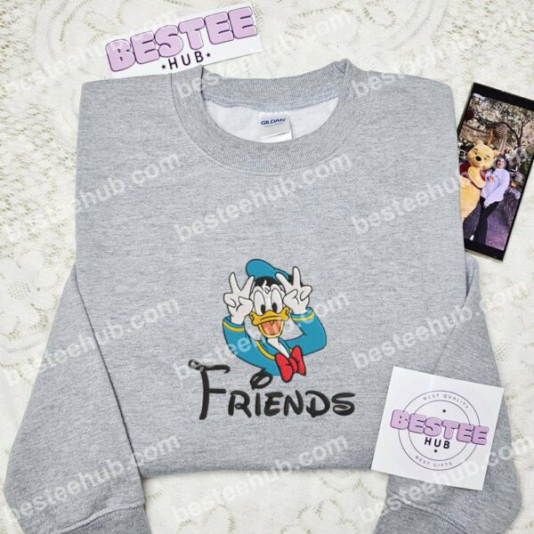 Donald Duck Friends Embroidered Shirt, Disney Characters Embroidered Hoodie, Cartoon Embroidered Sweatshirt (1)