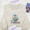 Donald Duck Friends Embroidered Shirt, Disney Characters Embroidered Hoodie, Cartoon Embroidered Sweatshirt (3)