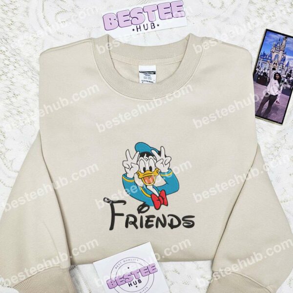 Donald Duck Friends Embroidered Shirt, Disney Characters Embroidered Hoodie, Cartoon Embroidered Sweatshirt (3)