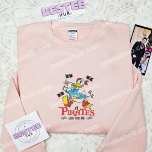 Donald Duck Pirate Life Embroidered Shirt, Disney Characters Embroidered Hoodie, Cartoon Embroidered Sweatshirt (2)