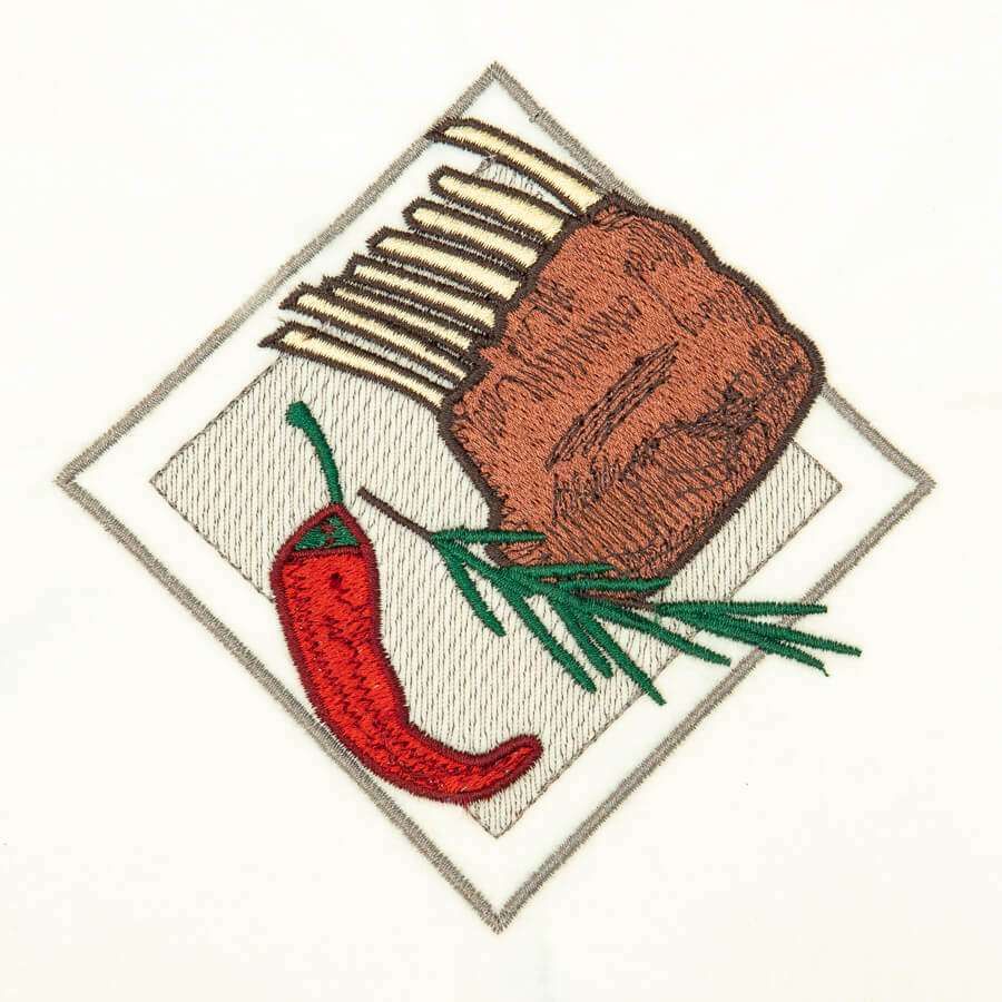 Embroidery has a tactile quality — you can feel the stitches, the raised patterns, and the layered threads.