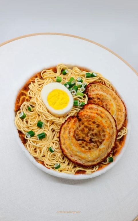But it's a punch needle ramen bowl, still appetizing for the eyes.