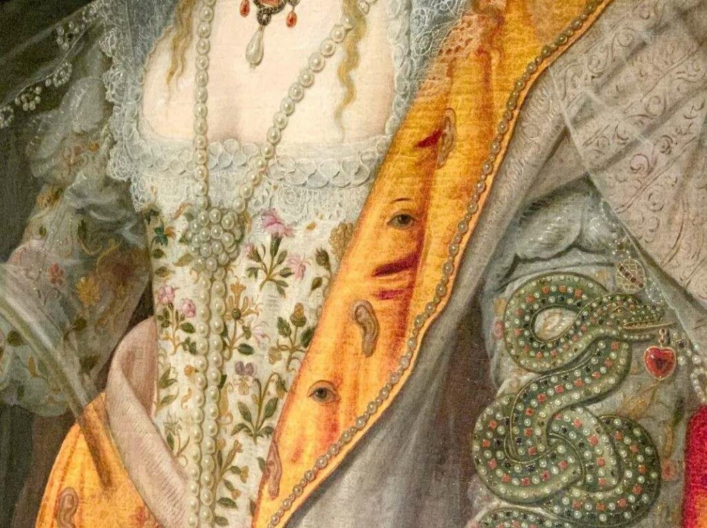 Flower embroidery on dresses was Queen Elizabeth I's favorite.