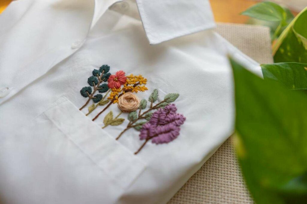 Hand embroidery naturally aligns with slow fashion movement.