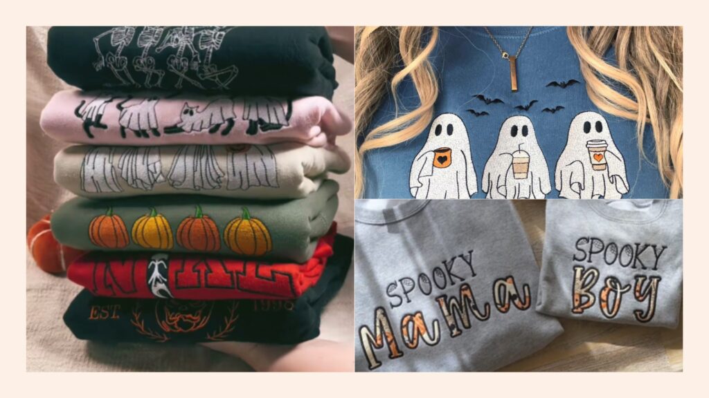 Family Spooky Style: Matching Embroidered Halloween Shirts for Parents and Kids
