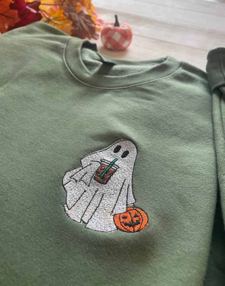 ryu The trick to pulling off the embroidered Halloween sweatshirt look is letting it shine.